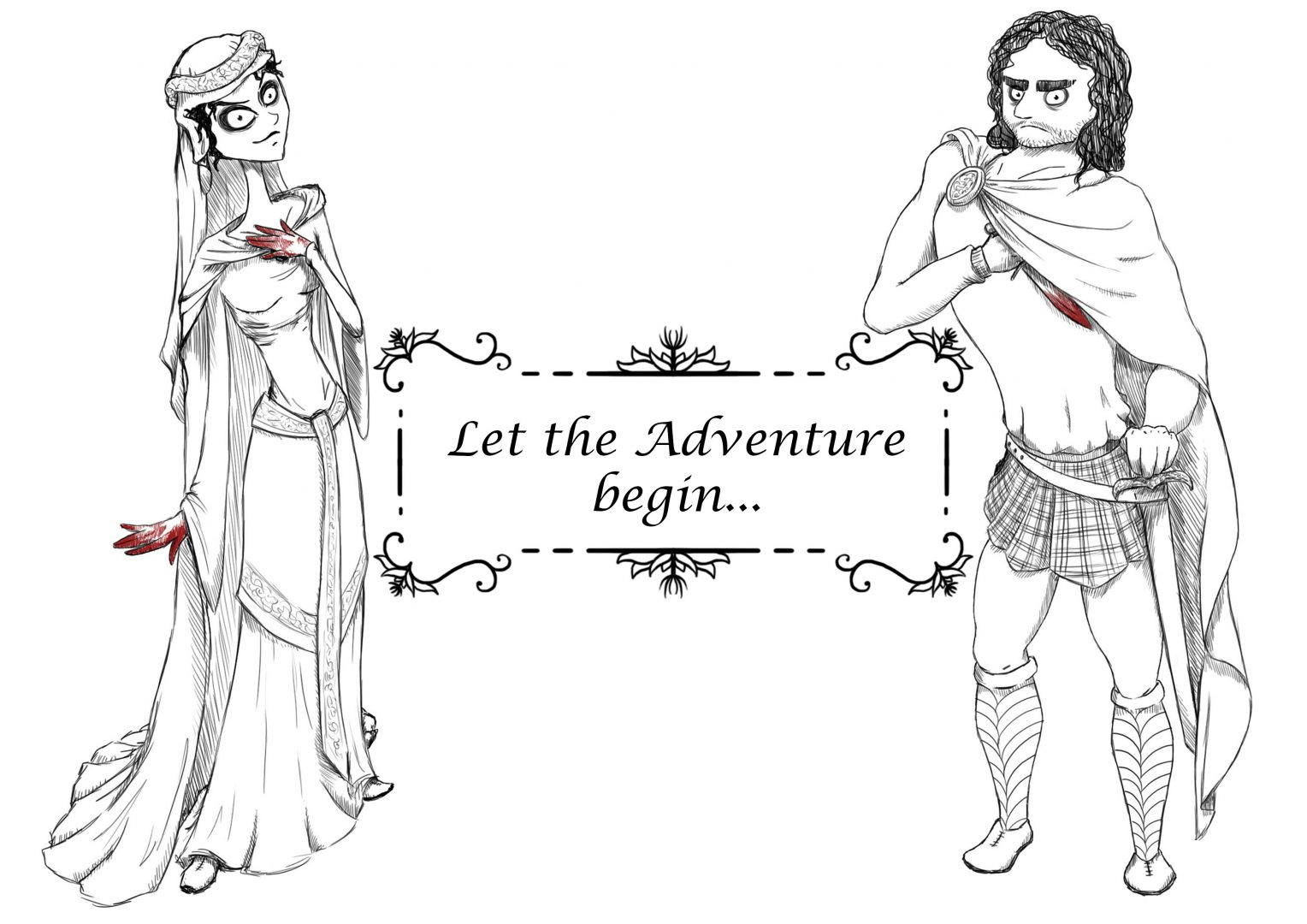 Hero's Journey illustration of two heroes.