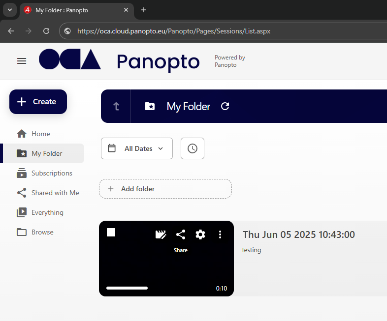 Screenshot of Panopto 